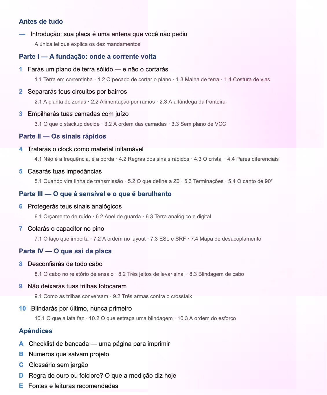 Página interna do ebook Os 10 Mandamentos da PCB